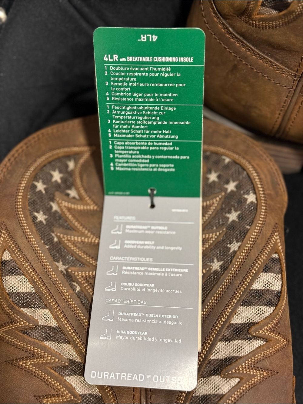 Ariat Brown Leather Cowboy Boots with Flag-Inspired Shaft - Picture 13 of 14